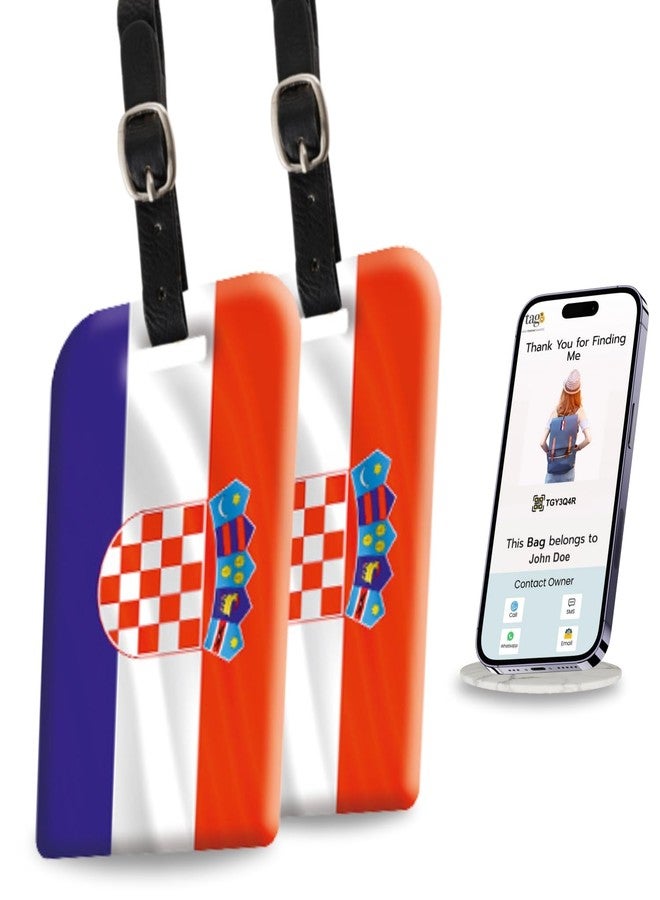 tag8 [Pack 2] tag8 Croatia Flag Smart Luggage tag |Trendy Luggage tag ID Identification | Suitcase Tag | Fashionable Digital Name tag | Airline Compliant, SITA World Tracer Code Enabled | Gift idea - Image 1